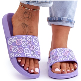 Chaussons Femme Avec Émoticônes Violet Cosette Chaussons Femme Avec Émoticônes Violet Cosette