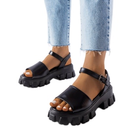 Vinceza Sandales noires sur une semelle Vincez massive le noir