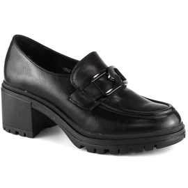 Vinceza 10921 mocassins noirs sur le poteau et la plateforme