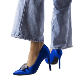 Épingles bleues avec une finition satinée et un nœud Mia