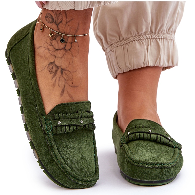 PG1 Mocassins Femme en Daim Vert Clorie