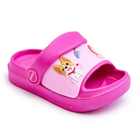 WJ1 Sandales Tongs Enfant Légères Motif Chien Fuchsia Rico rose