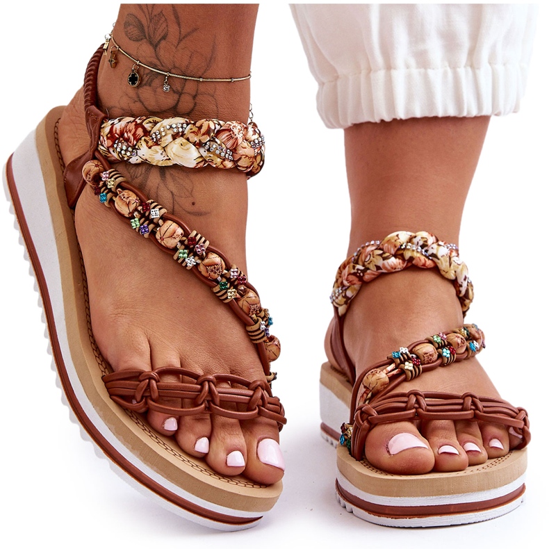 Sandales compensées confortables pour femmes Marron Jodie brun