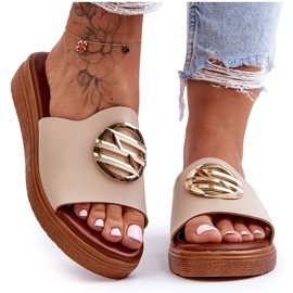 Chaussons Femme Secrets Beiges Avec Décoration