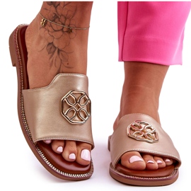 Sandales Talons Plats Classiques Femme Doré Larotte