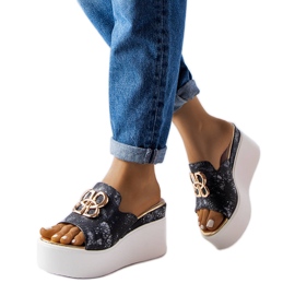 Sandales compensées noires Havana