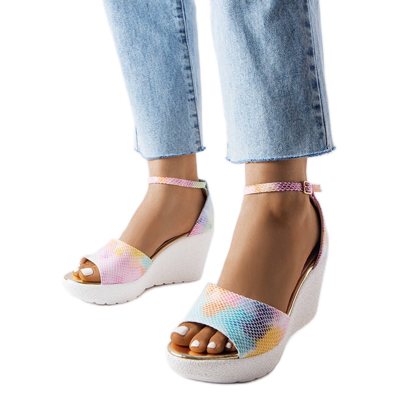 Sandales compensées arc-en-ciel pour femmes d'Allis multicolore
