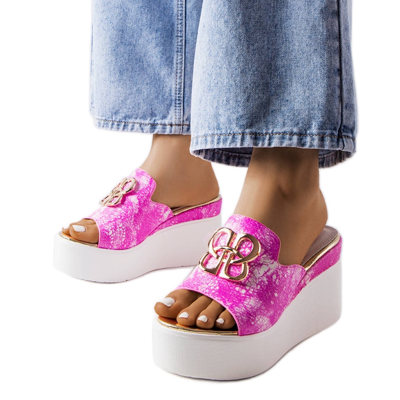 Sandales compensées roses Havana