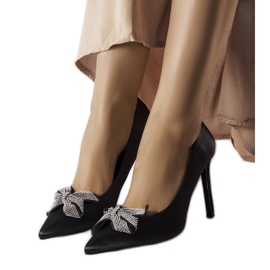 Épingles noires au fini satiné avec un nœud Mia