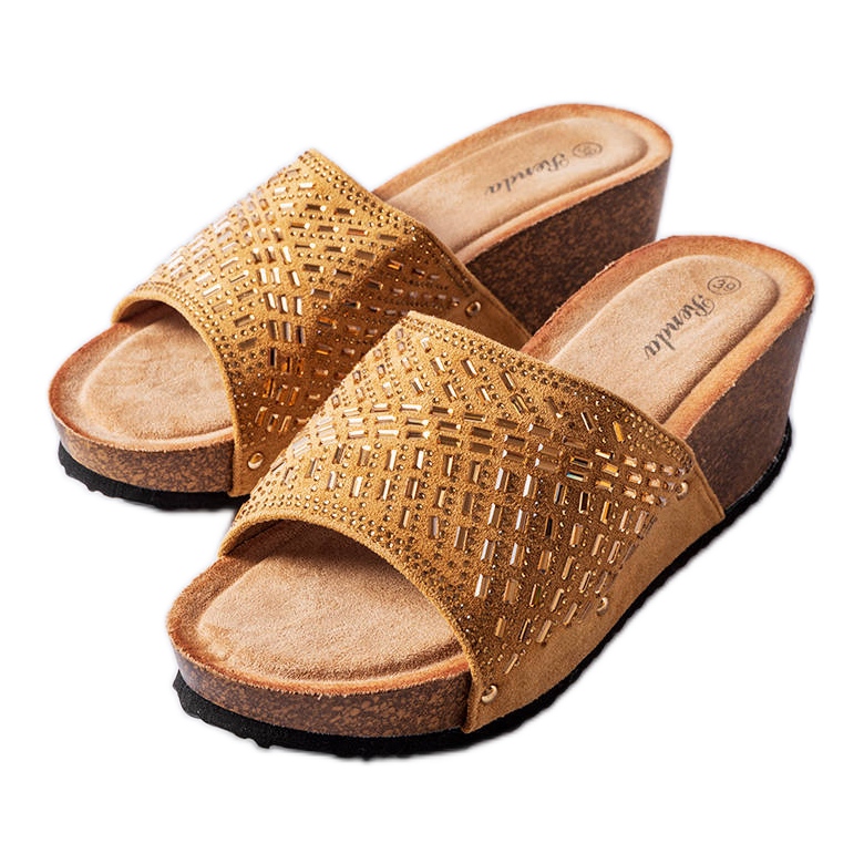 Sandales compensées beige foncé Guymon