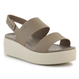 Crocs Brooklyn Sandales Compensées Basses Femme 2064-53-2YI beige Crocs Brooklyn Sandales Compensées Basses Femme 2064-53-2YI beige