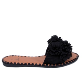 Pantoufles à fleurs noires Prima le noir