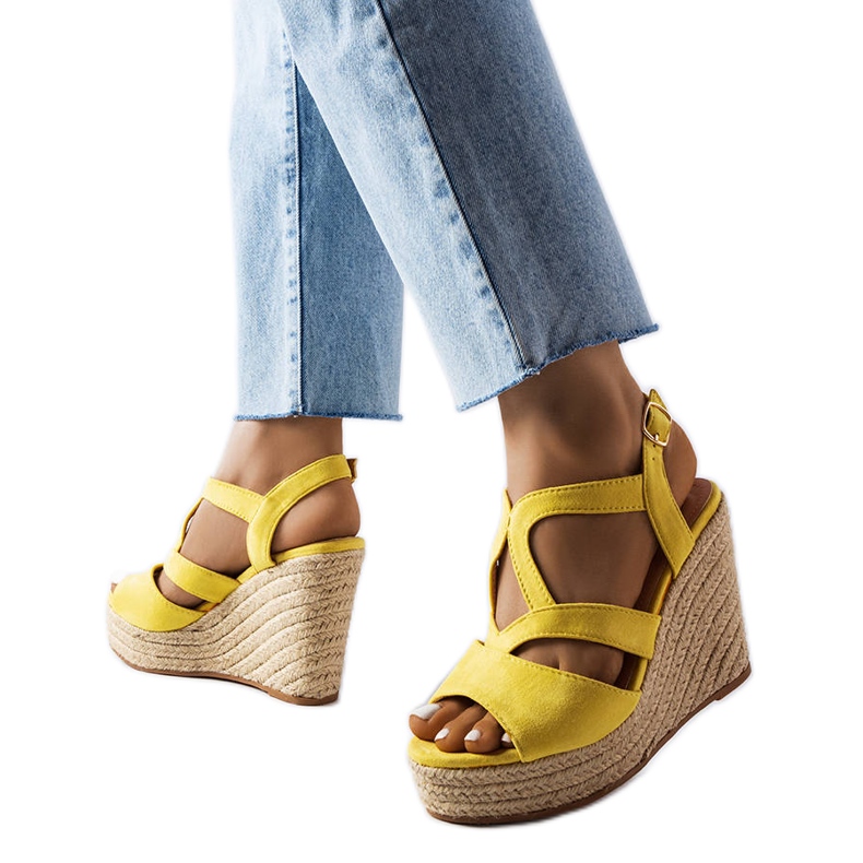 Espadrilles compensées jaunes de Bois