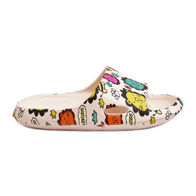 WJ1 Chaussons Enfant Mousse Légère Motif Lion Beige Esther