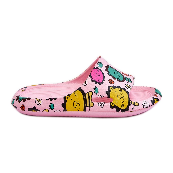 WJ1 Chaussons Enfant Mousse Légère Motif Lion Rose Foncé Esther