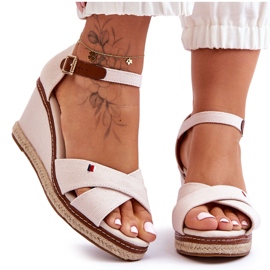Sandales Compensées Femme Beige Clair Janet