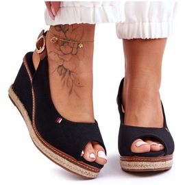 Sandales compensées classiques pour femmes noires Katie le noir
