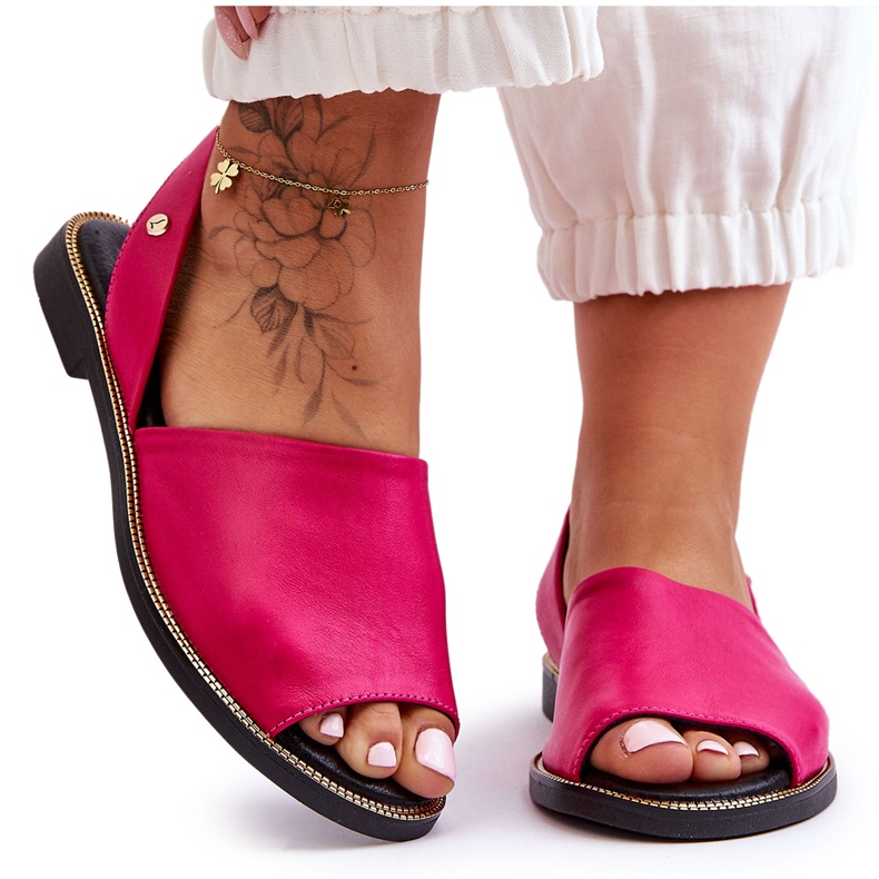 Lemar Sandales à enfiler en cuir fuchsia Alivia rose