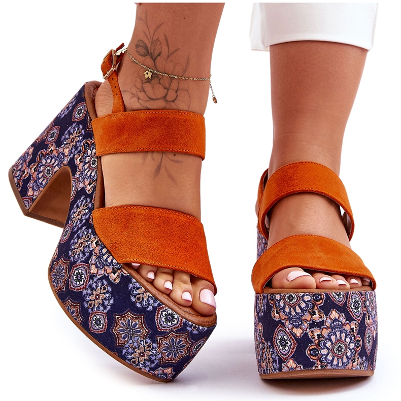 Sandales Talons Hauts en Cuir Maciejka 06089-18 Orange