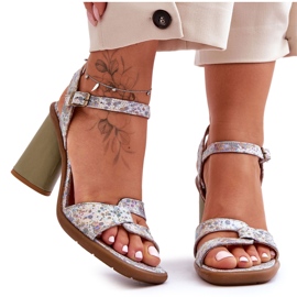 Sandales à Talons en Cuir Maciejka 06029-24 Blanc-Vert