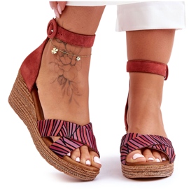 Sandales Compensées en Daim Maciejka 04565-44 Rouge