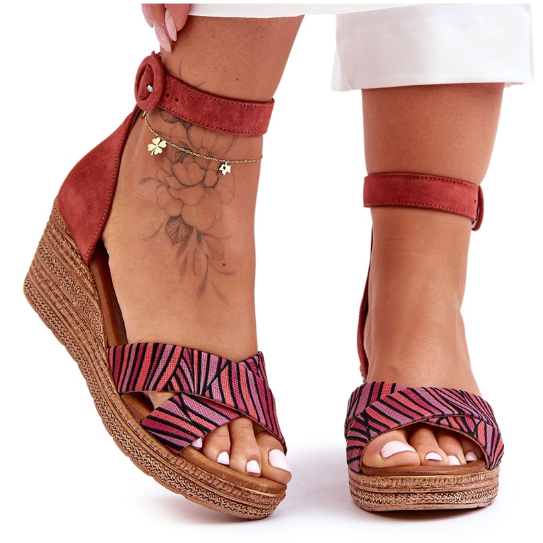 Sandales Compensées en Daim Maciejka 04565-44 Rouge