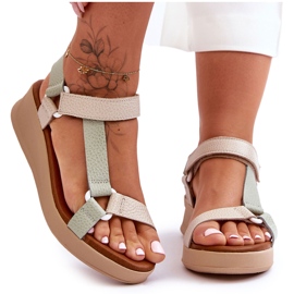 Sandales Cuir Maciejka L5186-09 Vert-Beige