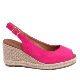 Espadrilles compensées à bout ouvert Nevil Fuchsia rose
