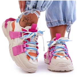 PS1 Chaussures de sport à lacets à la mode pour femmes Beige-Rose Chillout! PS1 Chaussures de sport à lacets à la mode pour femmes Beige-Rose Chillout!