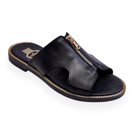 Lemar Chaussons Femme Avec Fermeture Éclair Décorative Noir Clarence