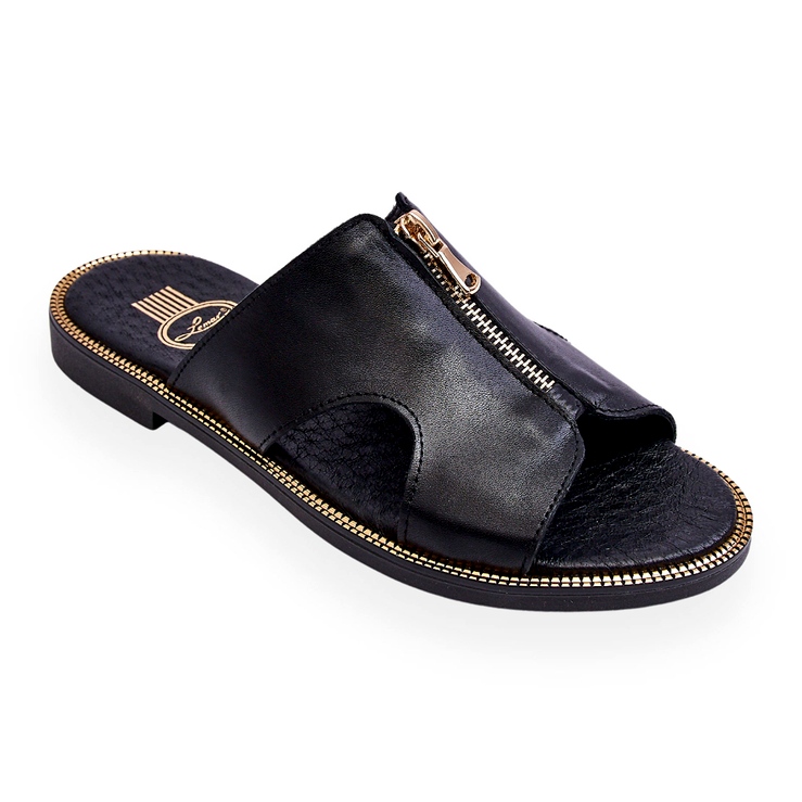 Lemar Chaussons Femme Avec Fermeture Éclair Décorative Noir Clarence le noir