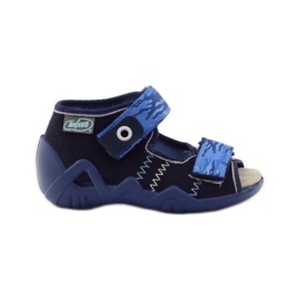 Sandales Befado 250p empiècement cuir bleu marine bleu