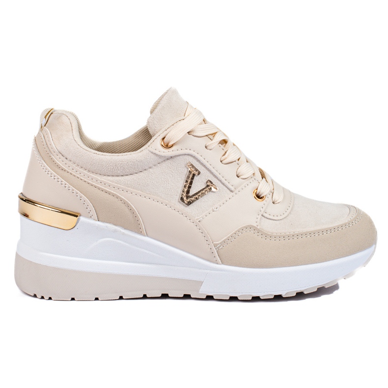 Baskets compensées femme beige Shelovet