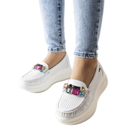 Mocassins blancs avec cristaux de Gisella blanche
