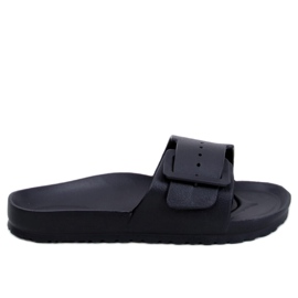 Claquettes Romero en caoutchouc noir avec boucle le noir