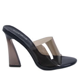 Claquettes Seymour noires à talons transparentes