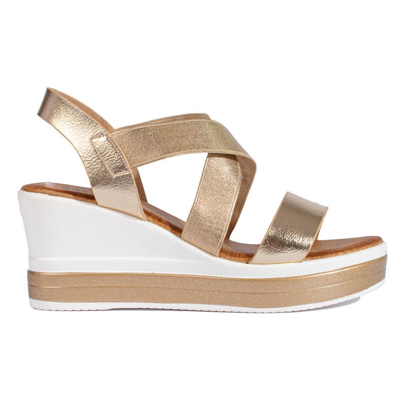 Sandales compensées dorées Shelovet d'or