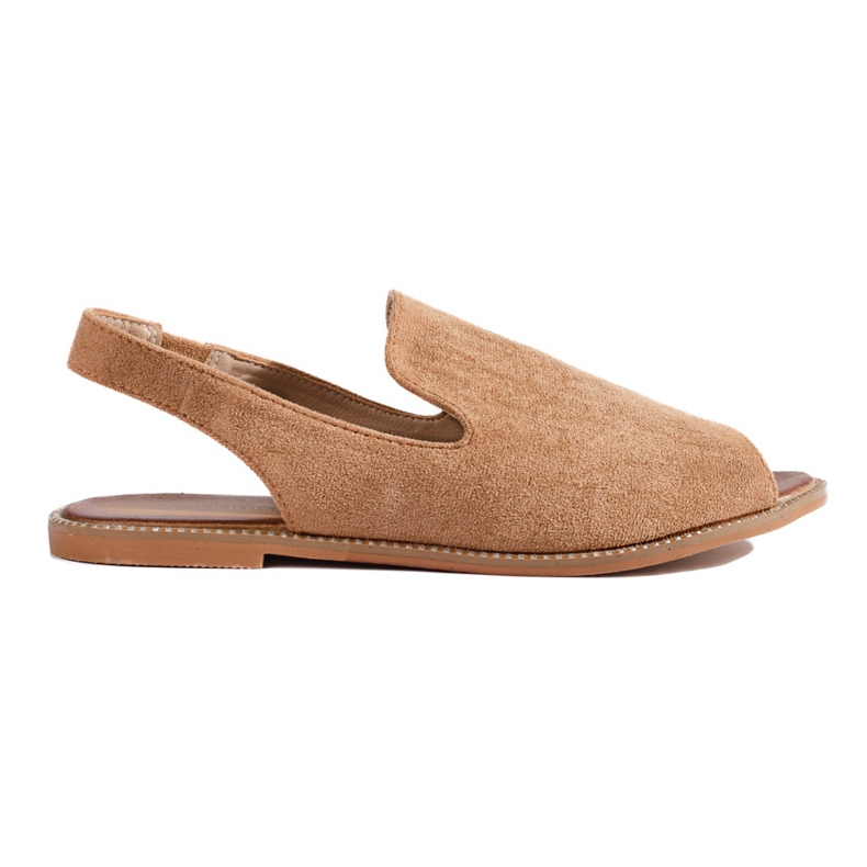 Sandales à bout ouvert Shelovet en daim marron pour femme beige