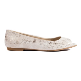 Ballerines femme Gold Shelovet à bout ouvert doré