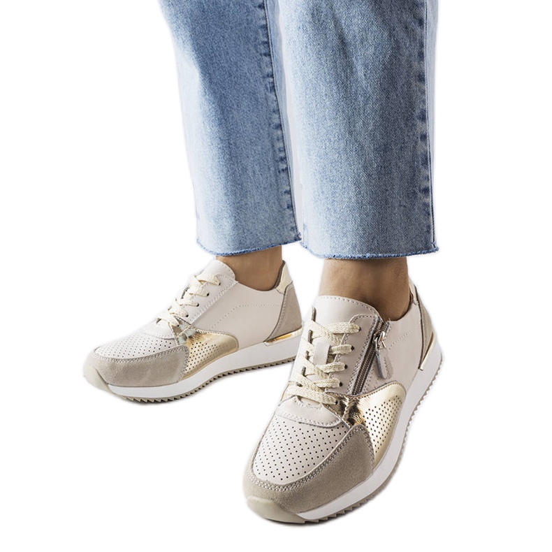 Goodin Chaussures en cuir ajouré beige Galileo