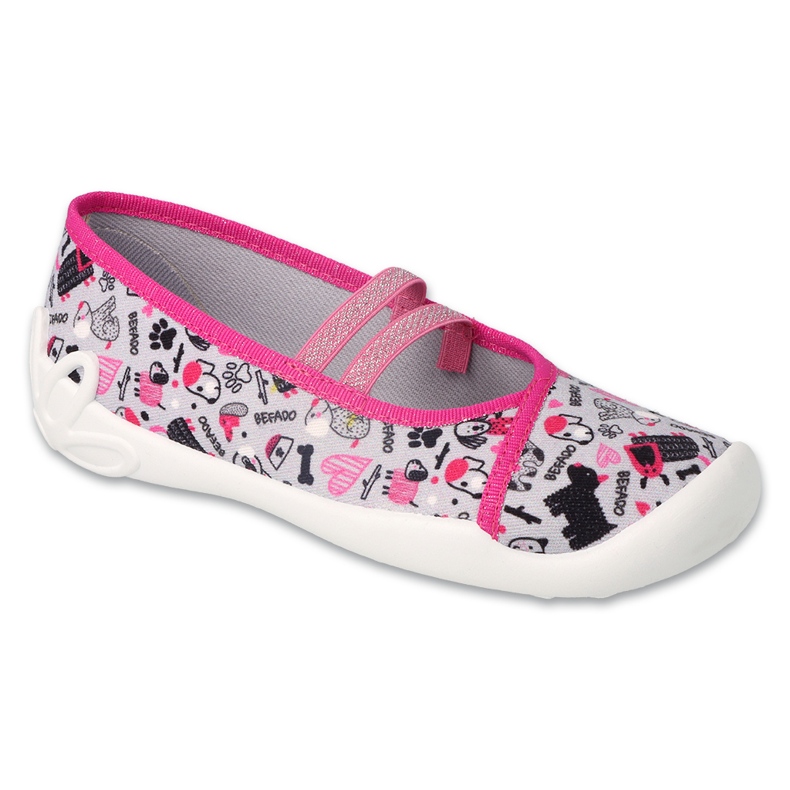 Ballerines enfant Befado 116Y323 gris et rose à motifs