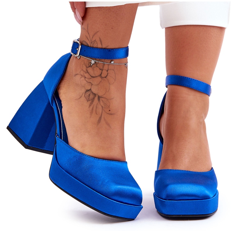 Escarpins à la mode sur des talons massifs Blue Sandia bleu
