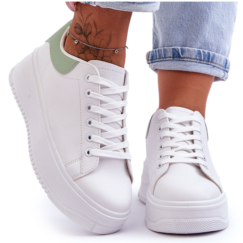 Chaussures de Sport Classiques Femme Blanc-Vert Night Trip blanche