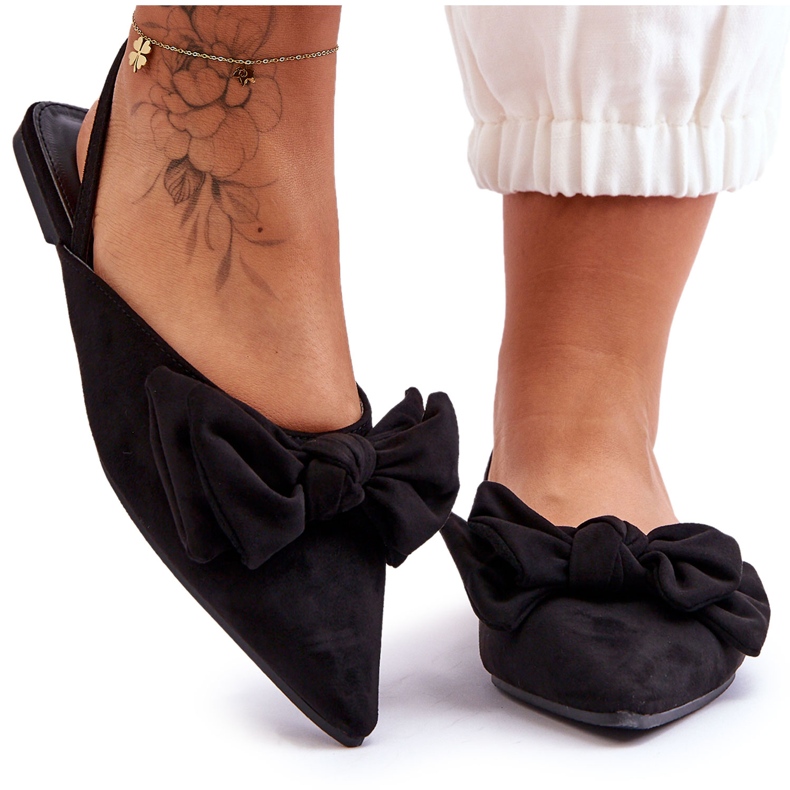 Ballerines à enfiler pour femme avec nœud Noir Nadine le noir