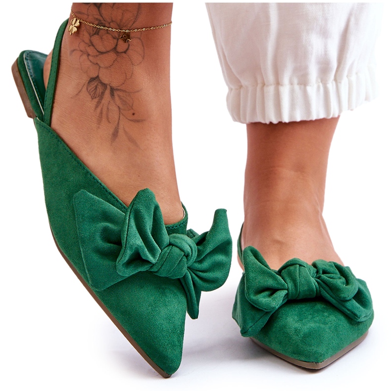Ballerines à enfiler pour femme avec nœud Vert Nadine