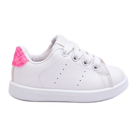 FR1 Chaussures de Sport Enfant Blanc-Rose Fluo Brillant