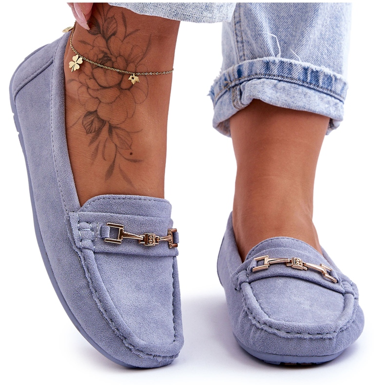 Mocassins Classiques en Daim pour Femme Bleu Corinell
