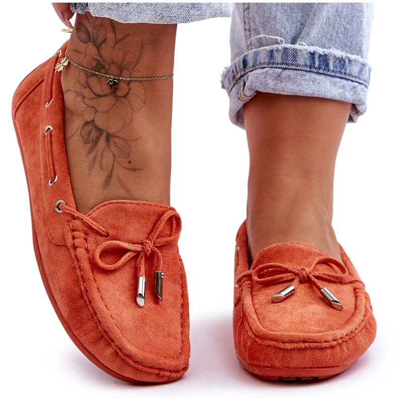 Mocassins en Daim pour Femme Orange Si Passione