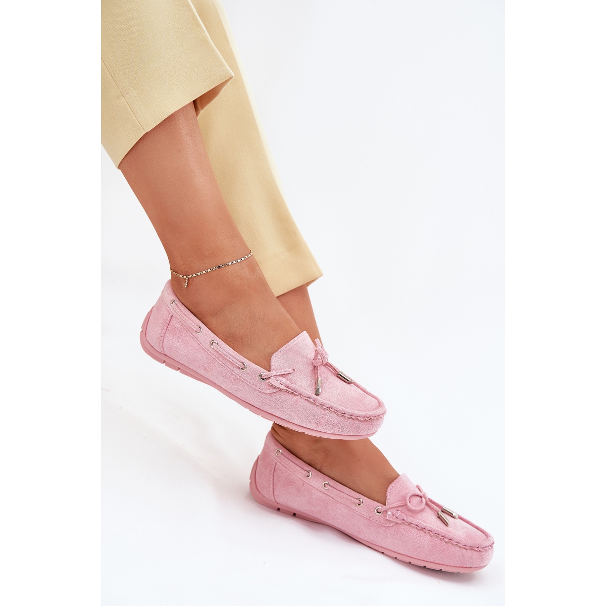 Mocassins en Daim pour Femme Rose Clair Si Passione KeeShoes