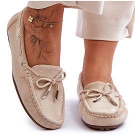Mocassins en Daim pour Femme Beige Si Passione